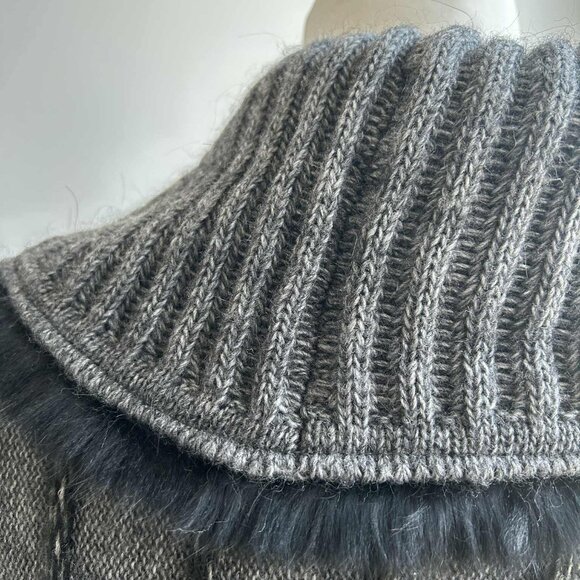 Joseph Ribkoff Dark Heather Grey Shawl Collar Faux-Fur Long Coatigan – US L - Picture 10 of 14